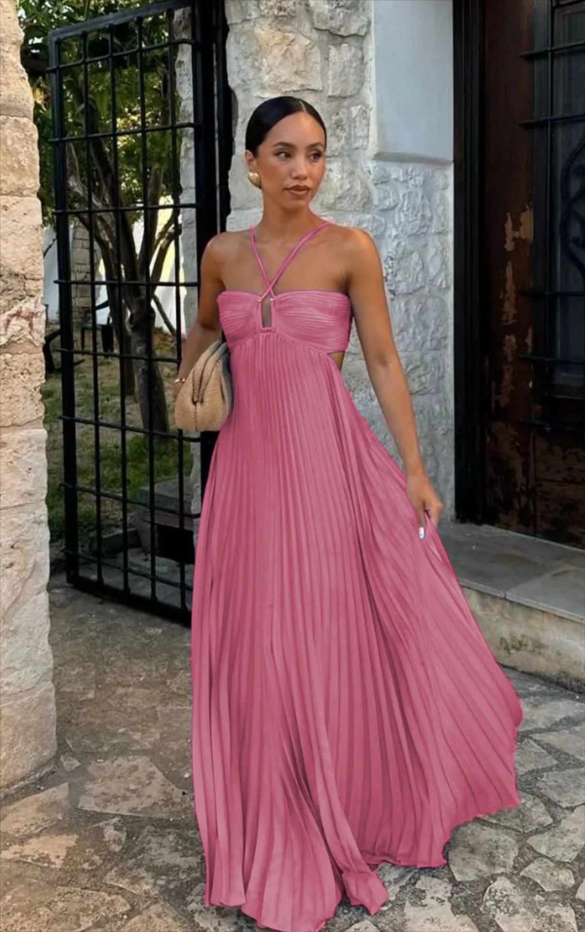Halter Hollow Out Maxi Dress - HalleBeauty